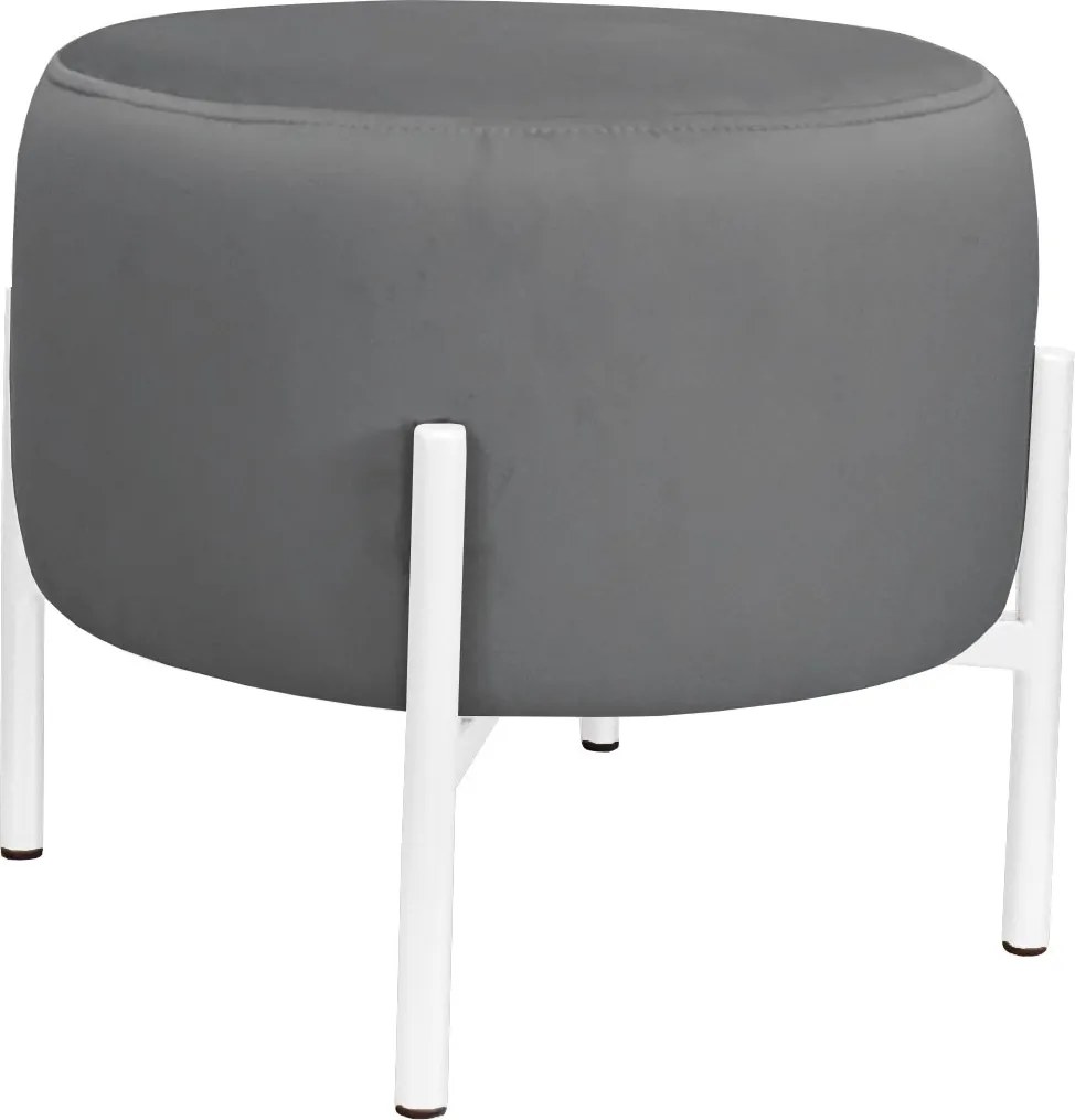Pufa OLA loft ławka podnóżek metal : Kolor Stelaża - Biały, Kolor tkaniny - VELVET - BL14, Typ tkaniny - Velvet