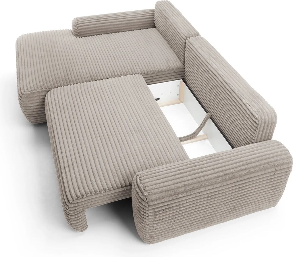 Masseno Narożnik OSSO z funkcją spania i pojemnikiem na pościel Narozniki L, Rozkładana sofa - Brązowy, AMBIENCE 05