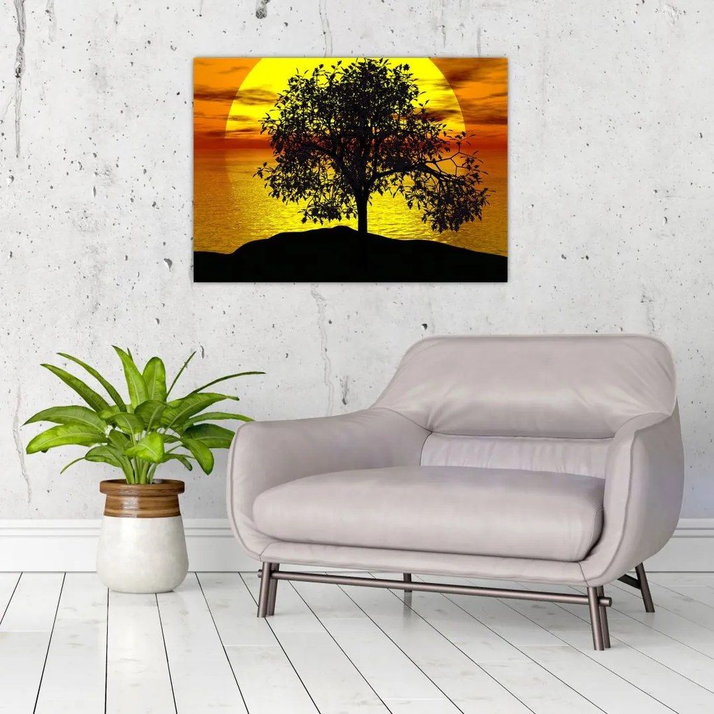 Obraz na szkle sylwetki drzewa (70x50 cm)