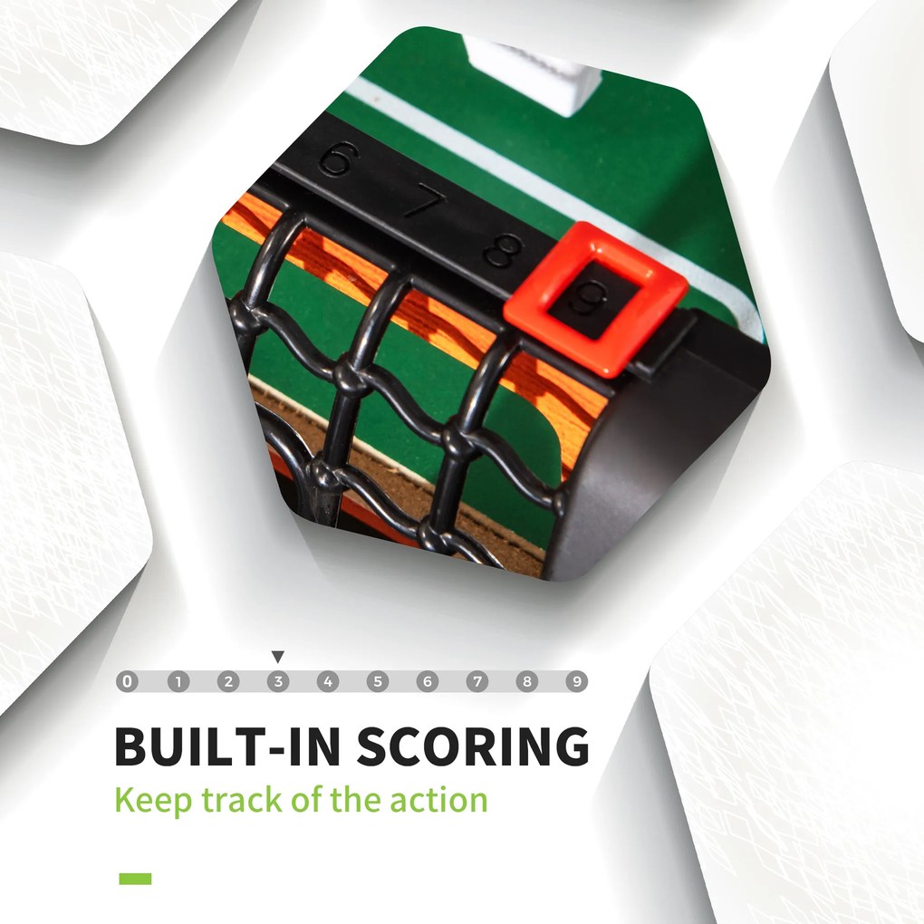 HOMCOM Stół do piłkarzyków, zestaw do piłkarzyków, 2 piłki, antypoślizgowe uchwyty, dla dzieci i dorosłych, licznik punktów, MDF, metal, kolorowy