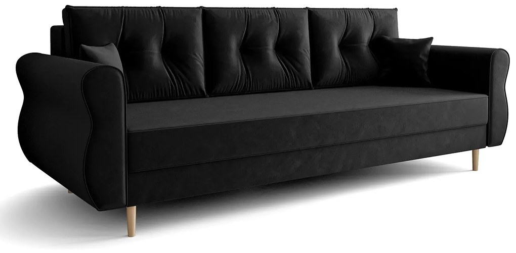 Czarna Sofa Wypoczynkowa Rozkładana Amber 2X