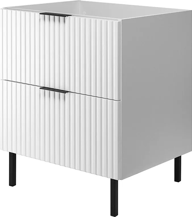 Szafka pod umywalkę, biały + czarny uchwyt, 60 x 77 x 46 cm, nogi czarne, bez blatu