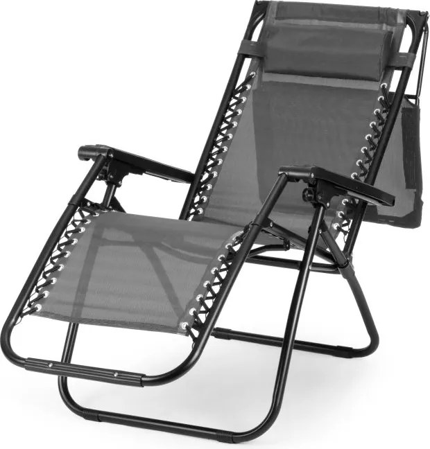 Składany leżak ogrodowy z regulowanym daszkiem Corfu 009, szary