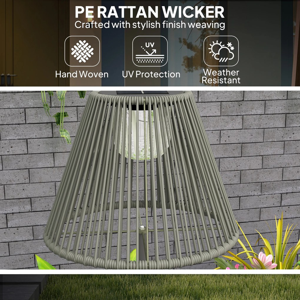 Outsunny Lampa solarna na stojaku Rattan z czujnikiem światła 25 LED Ø33 x 135 cm