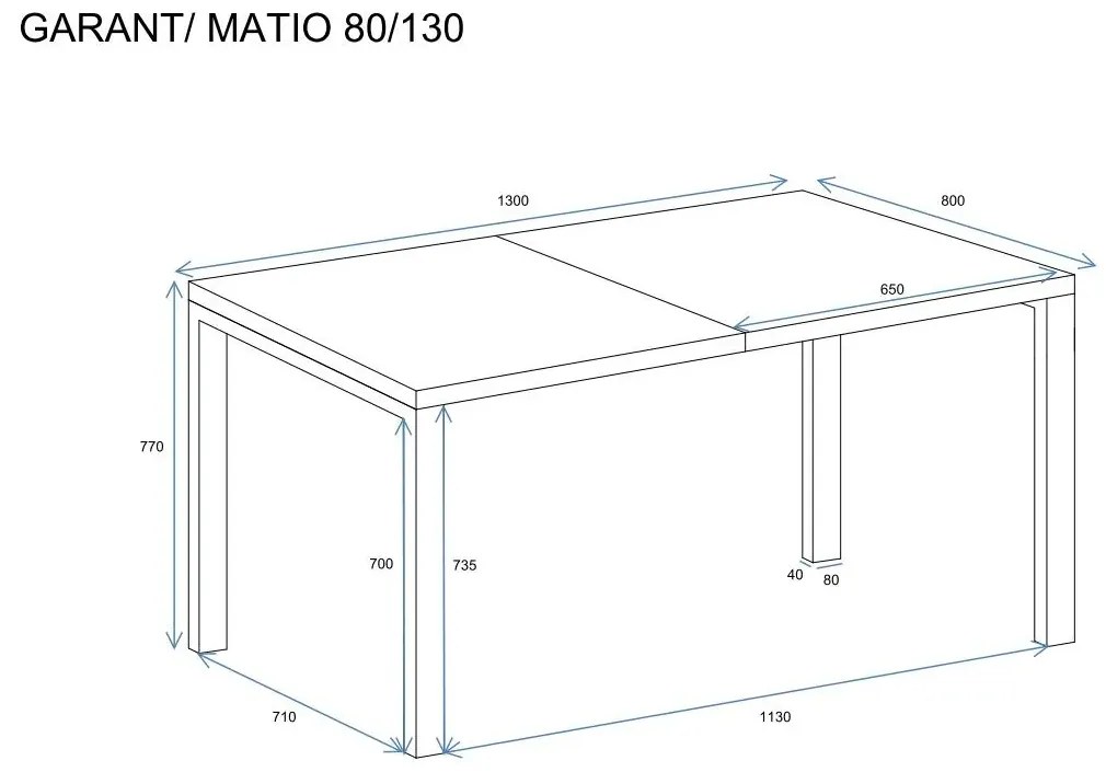 Stół rozkładany MATIO 130(220)x80 dąb natura ENDO