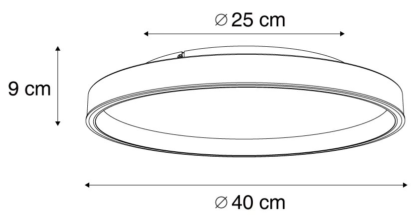 Designerska lampa sufitowa biała z drewnem 40 cm z LED z 3-stopniowym przełącznikiem - IngoDesignerski Oswietlenie wewnetrzne