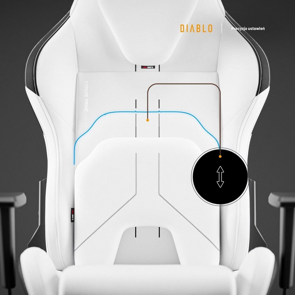 Fotel gamingowy materiałowy Diablo X-One Prime Normal Size, Ghosted White