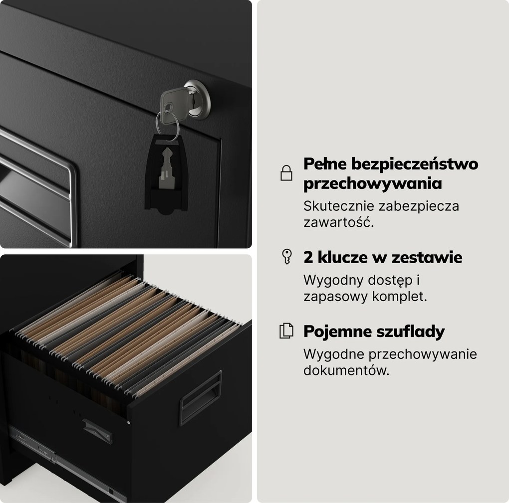 Szafa kartotekowa metalowa z 5 szufladami czarna, 460x1625.5x600 mm: SARA V5