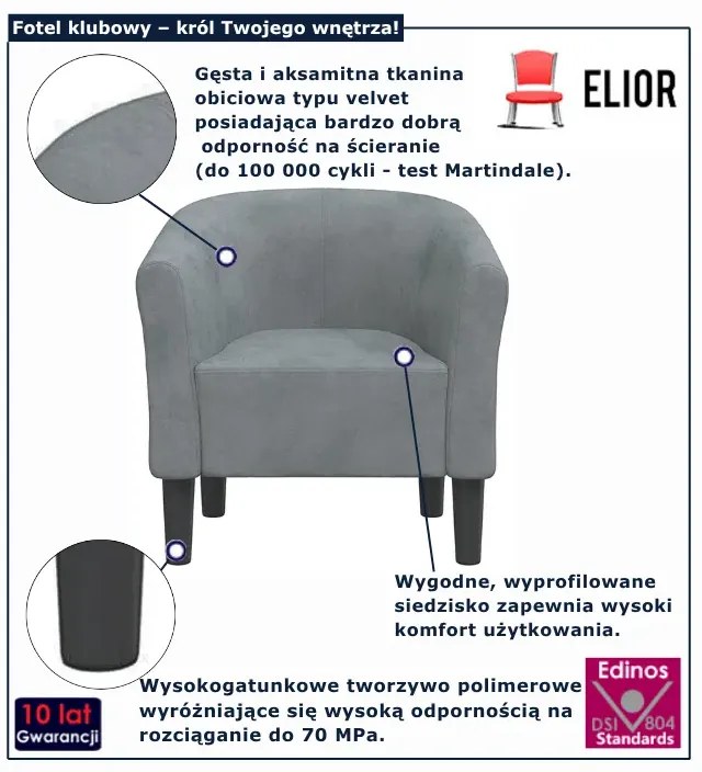 Ciemnoszary fotel klubowy do salonu  T5-R94