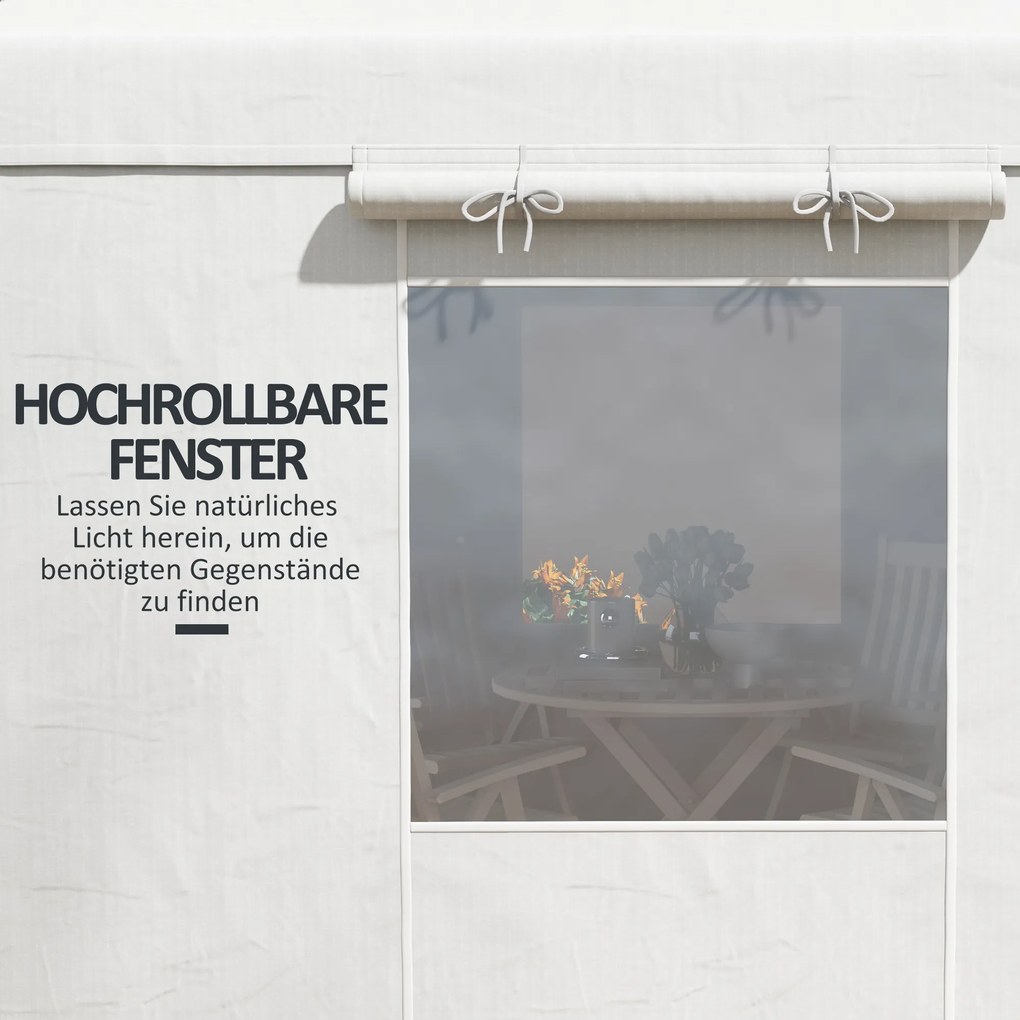 Outsunny Zestaw Zastępczy Dachu do Pawilonu Ogrodowego z 2 Ściankami Bocznymi Biały | Aosom PL