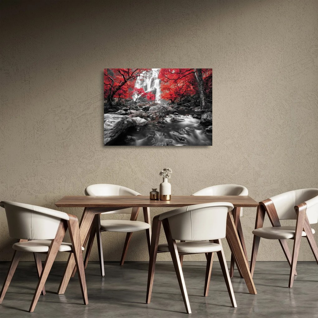 Obraz na szkle - Wodospady w jesiennym krajobrazie (70x50 cm)