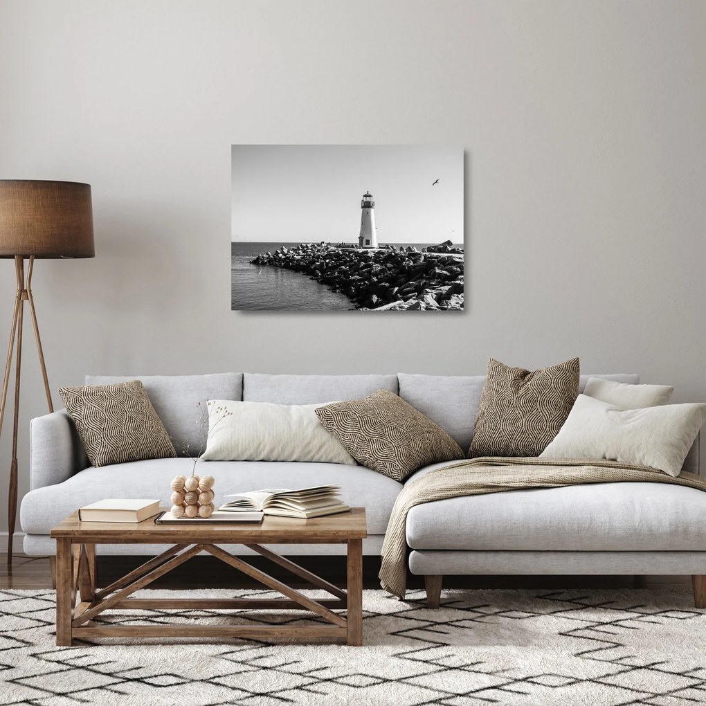 Obraz na szkle - Latarnia morska na wybrzeżu, Santa Cruz, Kalifornia (70x50 cm)