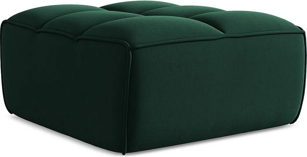 Pufa - z tkaniny welwetowej - butelkowa zieleń - KALAI