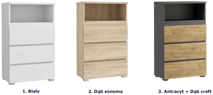 Regał na nóżkach z gładkimi frontami antracyt + dąb craft - Elsinor 7X