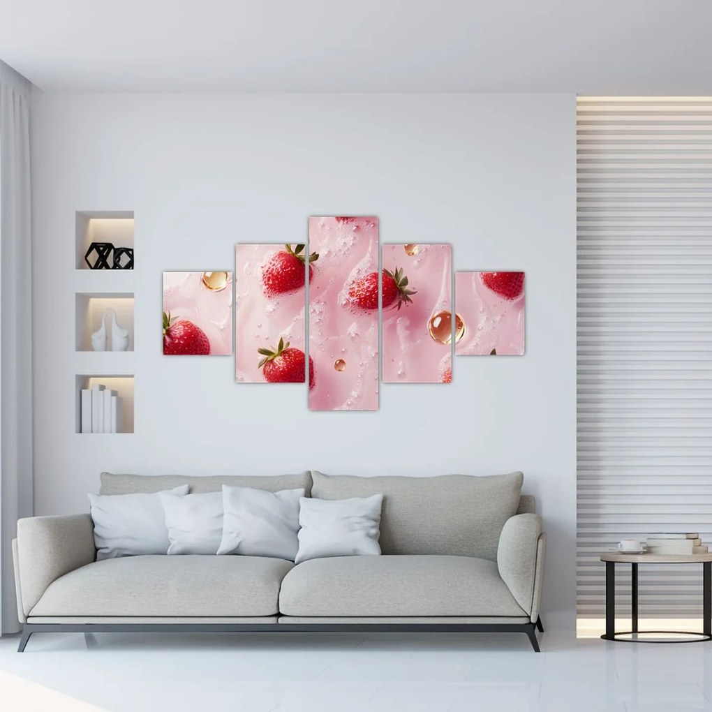 Obraz - Truskawki w bąbelkach (125x70 cm)