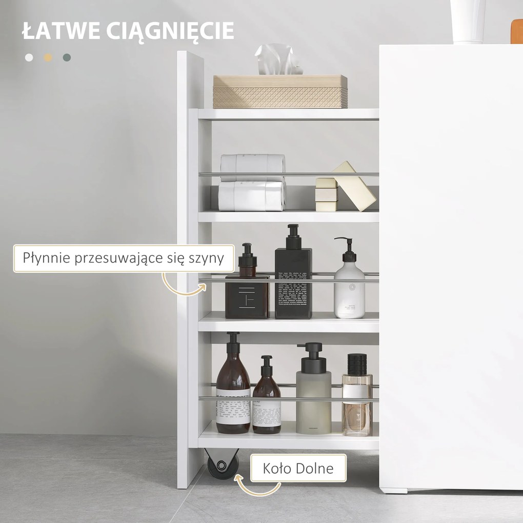 HOMCOM Wąska Szafka Łazienkowa, Szafka Podłogowa z Głęboką Szufladą, Wolnostojąca Szafka Łazienkowa, Płyta Wiórowa, 47 x 25 x 66,5 cm, Biały| Aosom PL