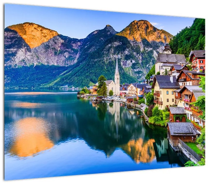 Obraz na szkle - Wieś alpejska (70x50 cm)