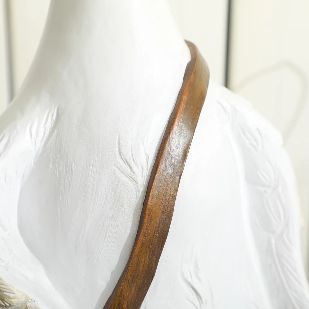 Outsunny Doniczka, Łabędź z torbą na ramię, Odporny na warunki atmosferyczne, 32 x 18 x 60 cm, Biały, Brąz