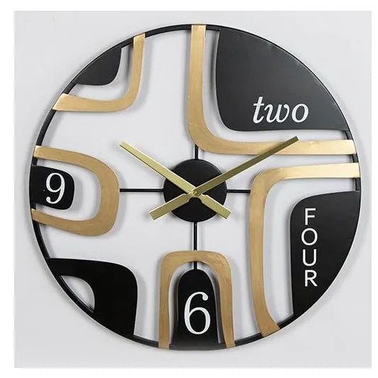 Zegar ścienny 1xAA śr. 60 cm czarny/złoty