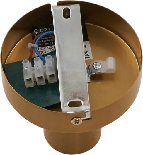 Designerska lampa sufitowa mosiężna z mlecznym szkłem - Pillon