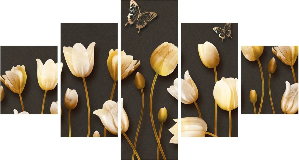Obraz - Tulipany - abstrakcja (125x70 cm)