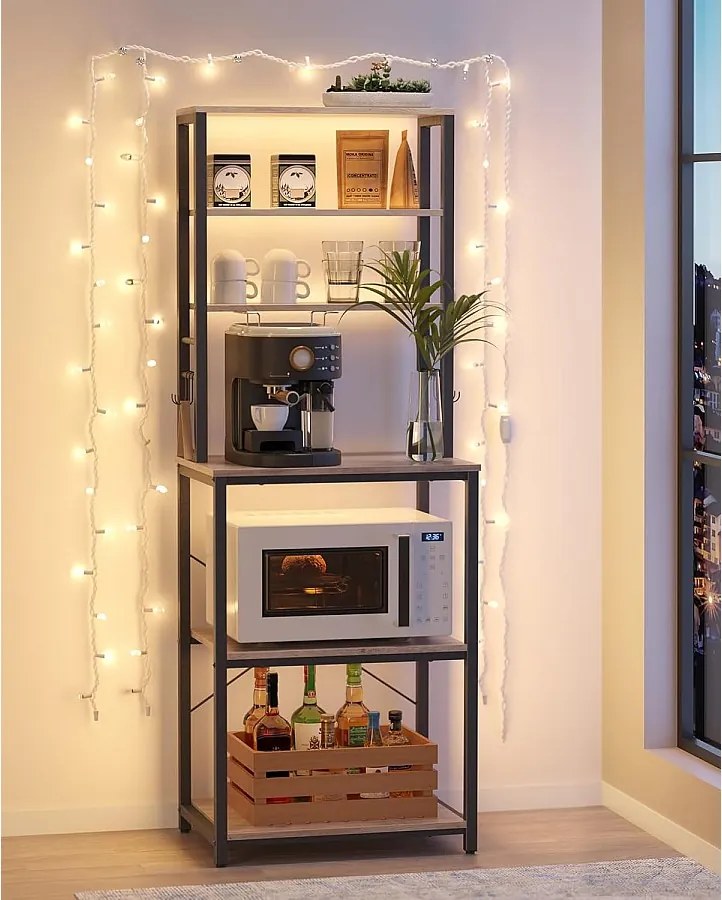 Półka kuchenna 40x60x167 cm greige cętkowana czarny atrament