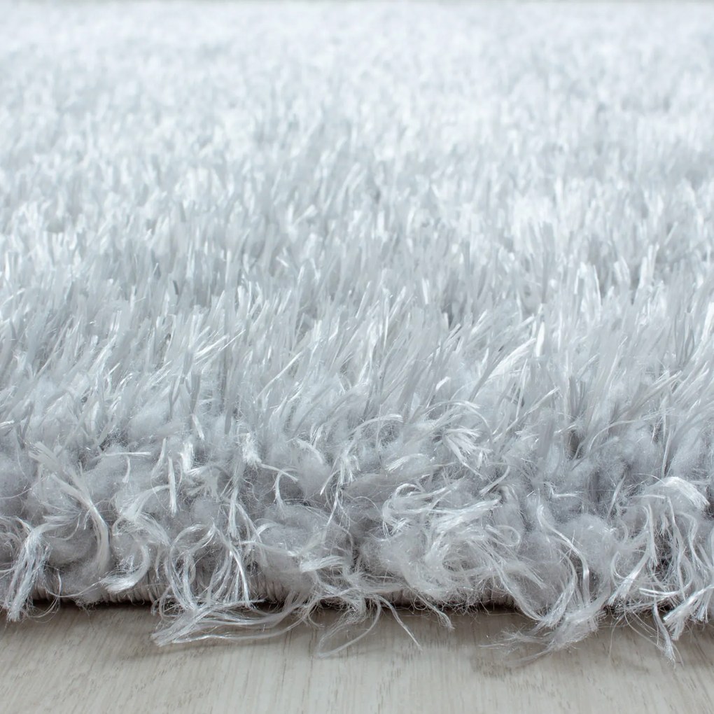 Dywan shaggy poliestrowy Brilliant srebrny koło 120 cm x 120 cm