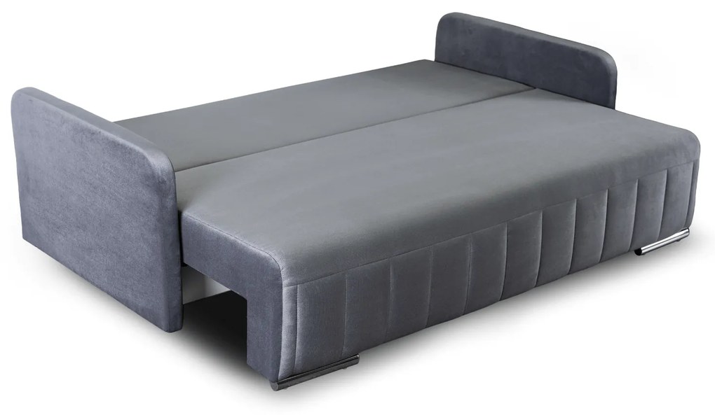 Sofa Rozkładana z Funkcją Spania LUMO Dwuosobowa Szara Nowoczesna do Salonu