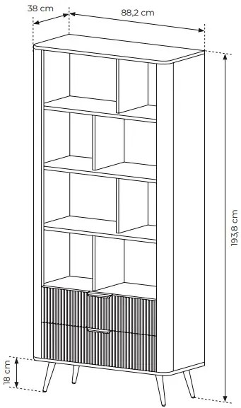 Czarny regał na książki glamour W7-H08