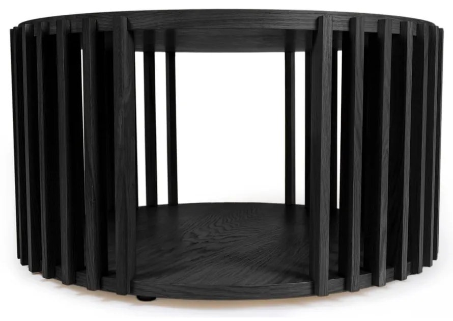 Czarny stolik z drewna dębowego Woodman Drum, ø 83 cm