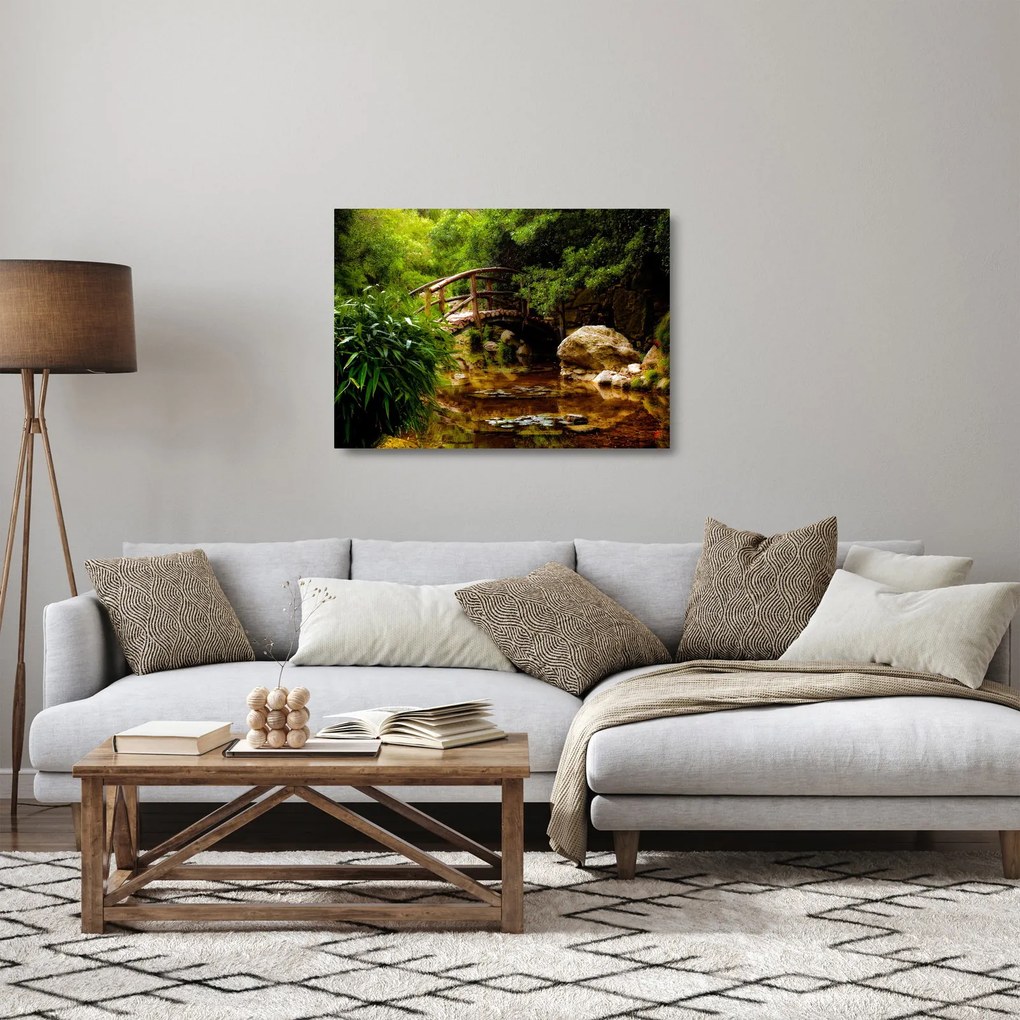 Obraz na szkle - Most nad rzeką (70x50 cm)