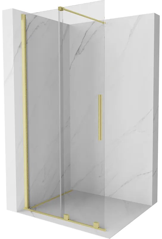 Mexen Velar ścianka prysznicowa rozsuwana Walk-in 75 x 200 cm, transparent 8 mm, złota szczotkowana - 871-075-000-03-55