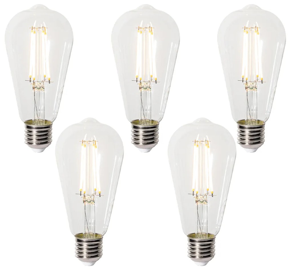 Zestaw 5 E27 3-staps dimbaar LED lamp ST64 clear 6W 700 lm 2700K