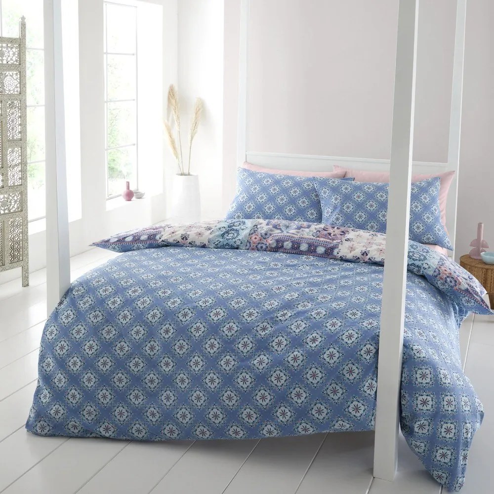 Niebieska pościel dwuosobowa 230x220 cm Boho Patchwork – Catherine Lansfield