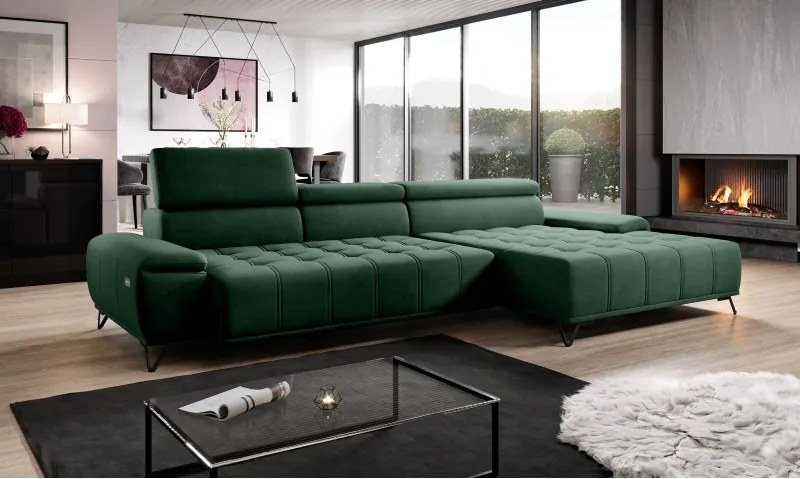 Narożnik PALLADIO MINI z elektryczną regulacją siedziska Prawostronny w tkaninie RIVIERA 38 WERSAL