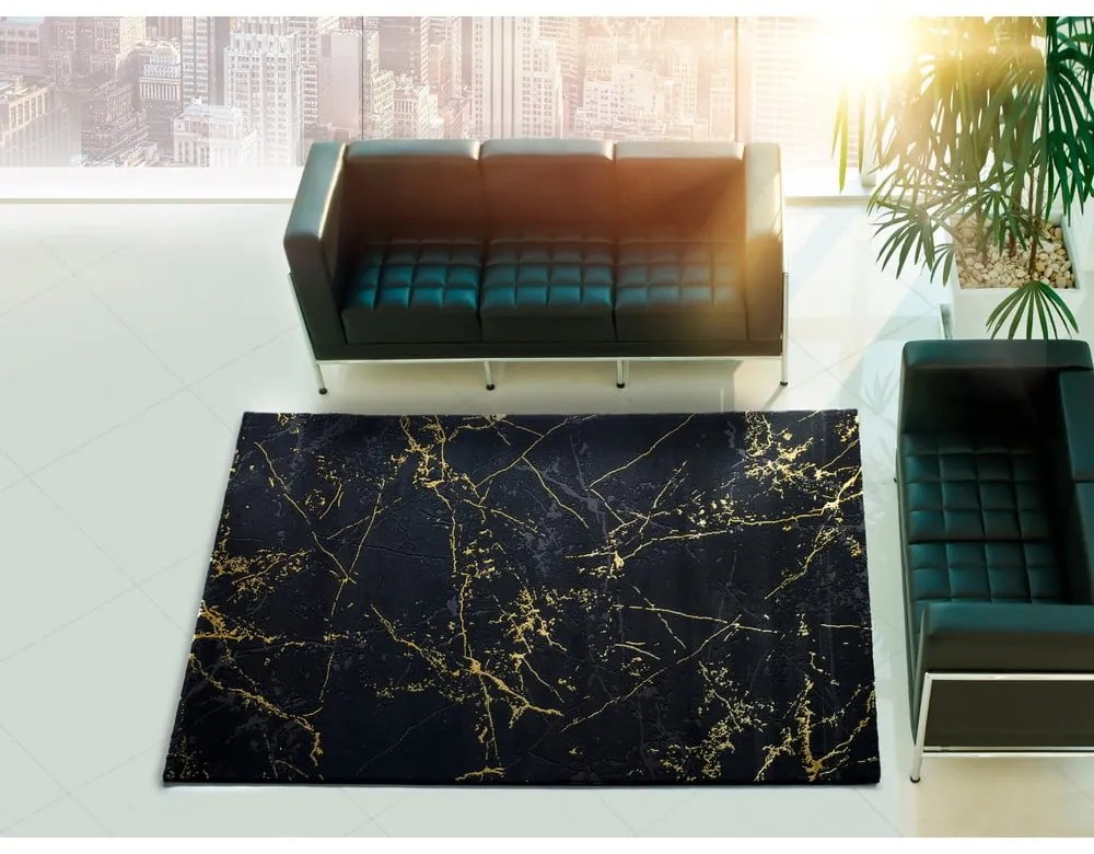Czarny dywan Universal Gold Marble, 140x200 cm