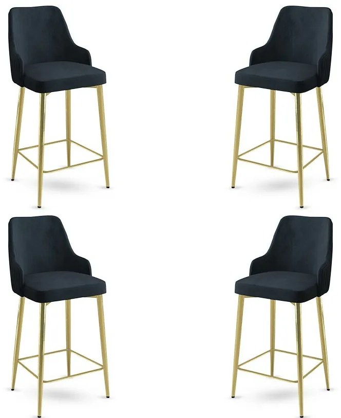 Zestaw krzeseł barowych Enox Anthracite and Gold,4 szt., 4 szt.
