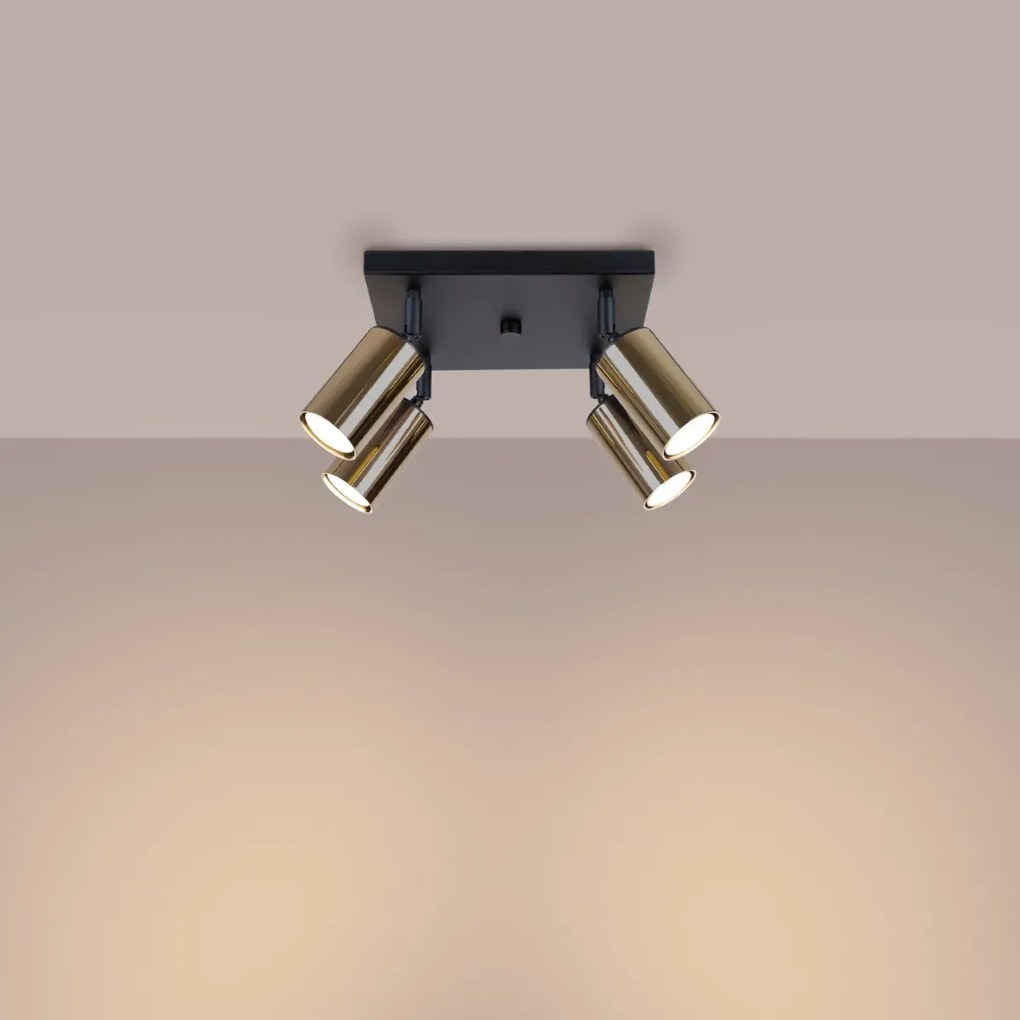 Plafon WINX 4 czarny/złoty SOLLUX  LIGHTING