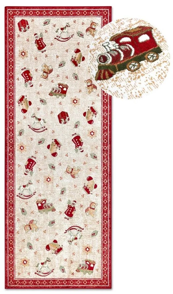 Czerwony chodnik z mieszanki bawełny ze świątecznym motywem 80x200 cm Toy's Delight Red Christmas – Villeroy&Boch