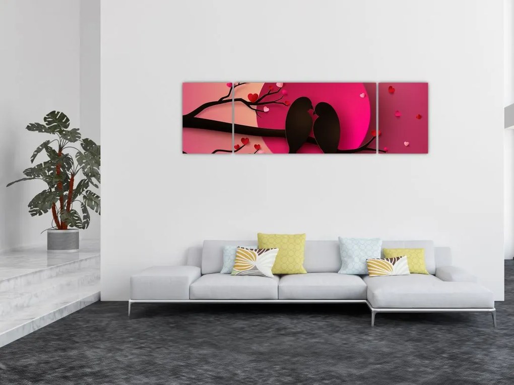 Obraz - Zakochane ptaki (170x50 cm)