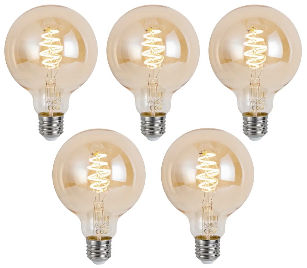 Zestaw 5 inteligentnych żarówek LED E27 z możliwością ściemniania G95 Amber 4,9 W 320 lm 2500 K Zigbee