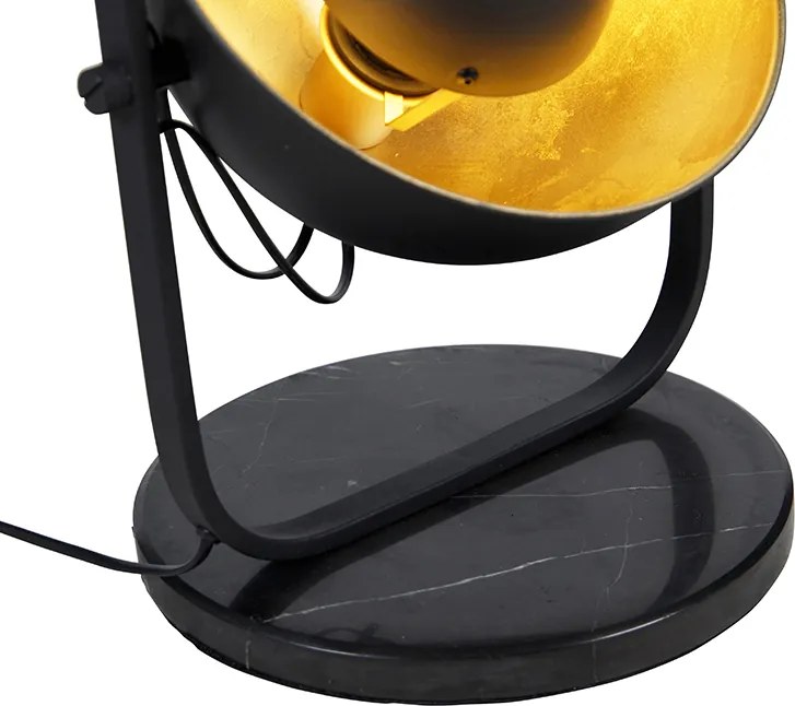 Industrialna lampa stojąca czarna ze złotem 3-światłowa - Magnax