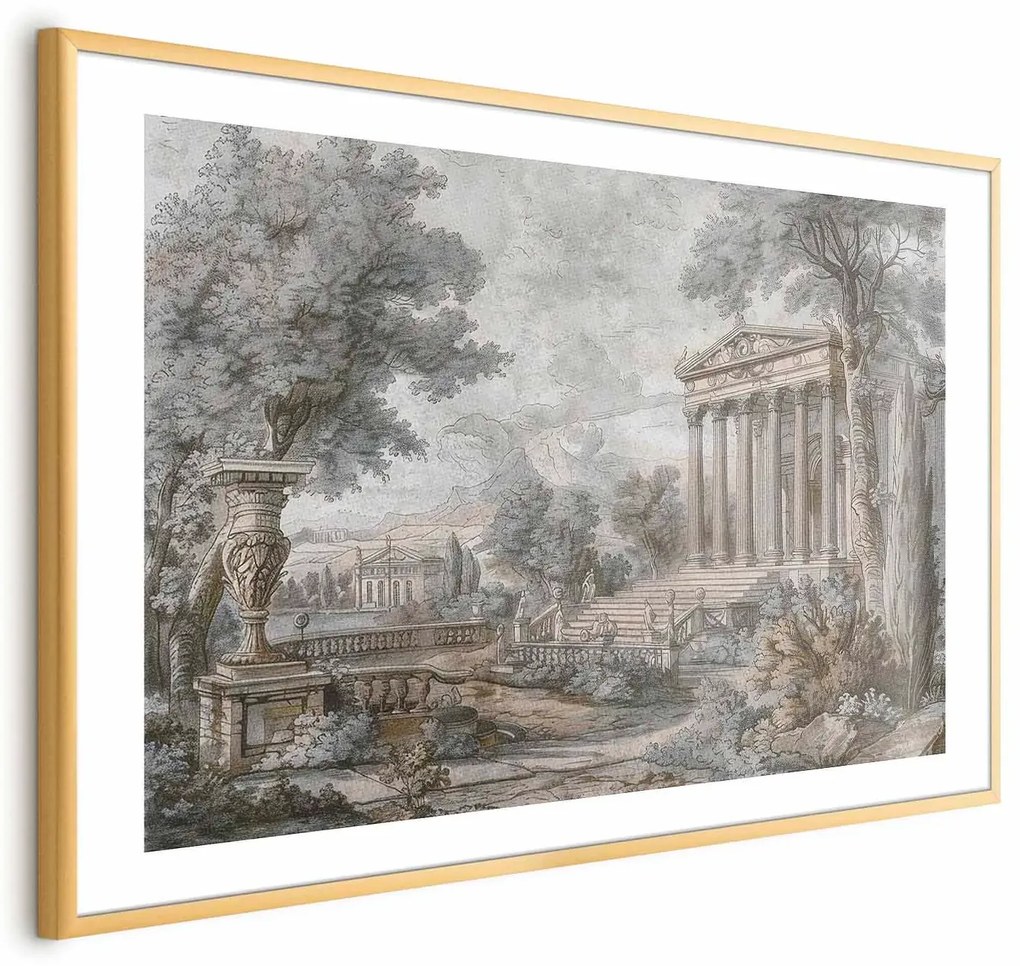 Plakat Świątynia na wzgórzu 42x29,7 cm z ramą złotą z marginesem ARTGEIST B