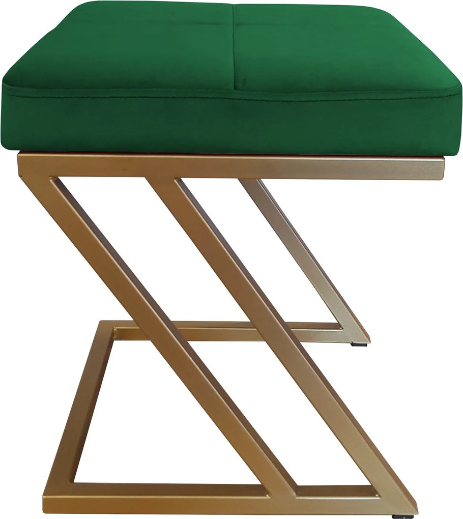 Pufa ZETA tkanina Welur loft ławka podnóżek metal : Kolor Stelaża - Złoty, Kolor tkaniny - VELVET - MG25, Typ tkaniny - Velvet