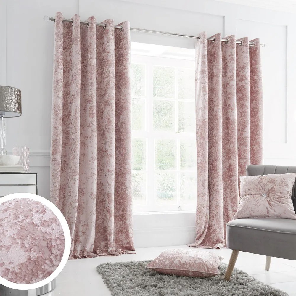 Różowe zasłony zestaw 2 szt. 229x229 cm Crushed Velvet – Catherine Lansfield