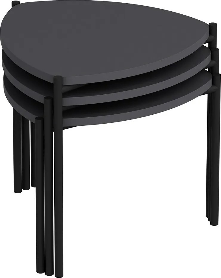 Zestaw stolików pomocniczych Lenny Anthracite, 3 szt.