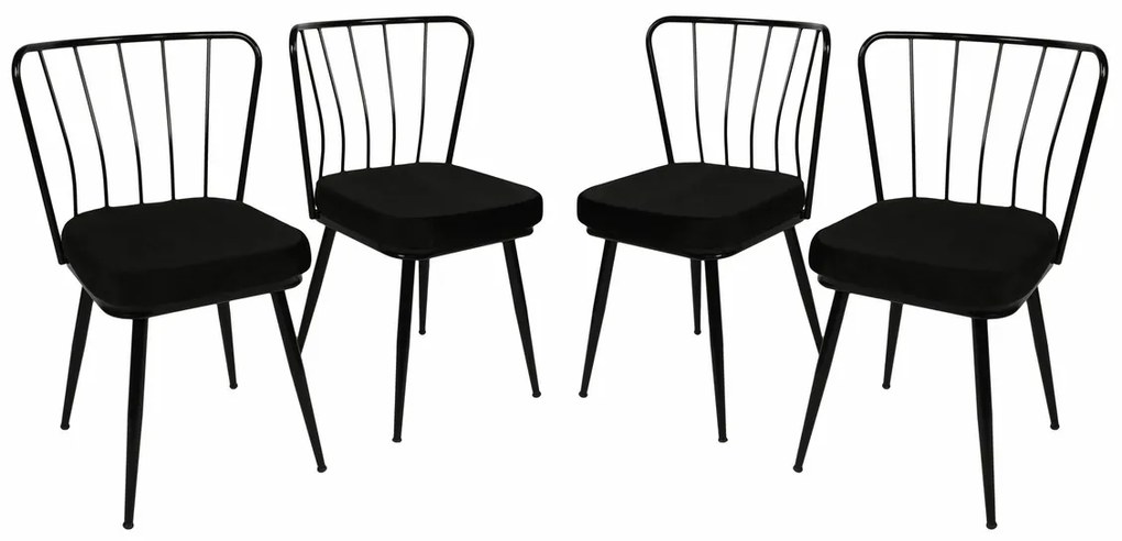 Zestaw krzeseł do jadalni Yildiz Black and Black, 4 szt., 4 szt.