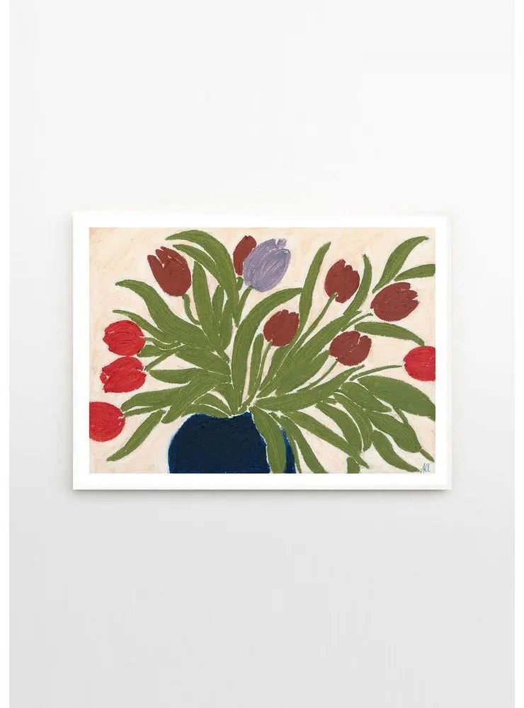 Plakat 70x50 cm Tulips in a Blue Vase – The Poster Club