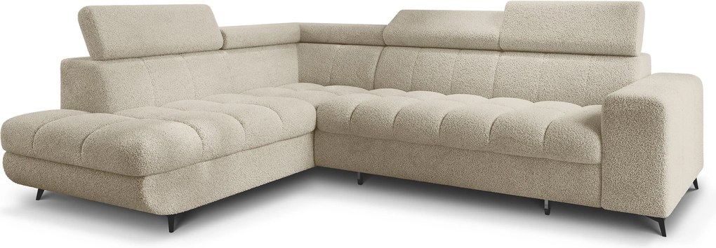 Masseno Narożnik MORIVA z funkcją spania i pojemnikiem na pościel Narozniki L, Rozkładana sofa - Kremowy, QUELLE 02