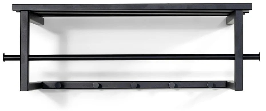 Czarny metalowy wieszak ścienny z półką 76 cm Marco – Spinder Design